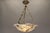 French Art Deco White Alabaster Pendant Light with Dark Veining, 1920 For Sale - Image 9 of 18