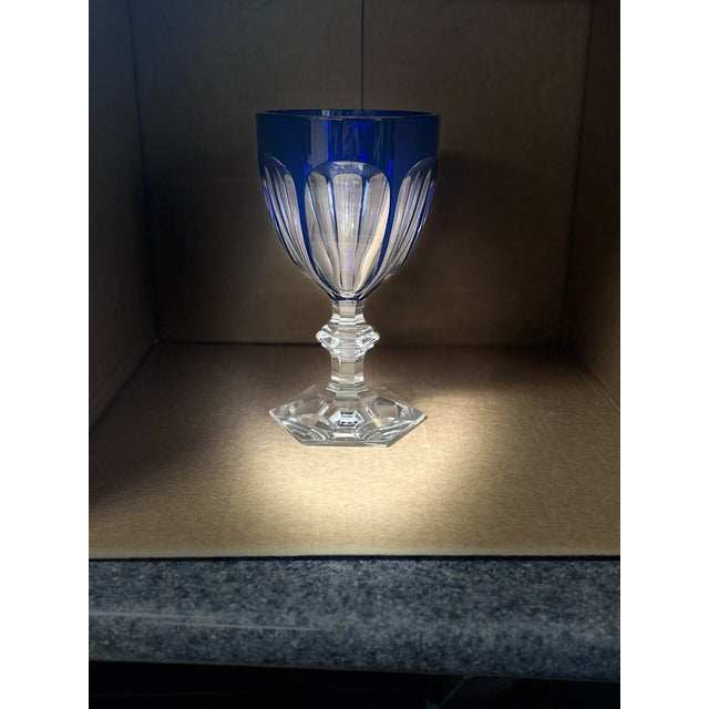 Large Late 20th Century Baccarat Cut-to-Clear Signed Cobalt Chalice Le 185/250 For Sale - Image 11 of 12