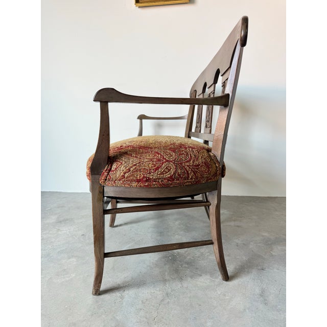 Antique French Country Carved Back Arm Settee For Sale - Image 10 of 12