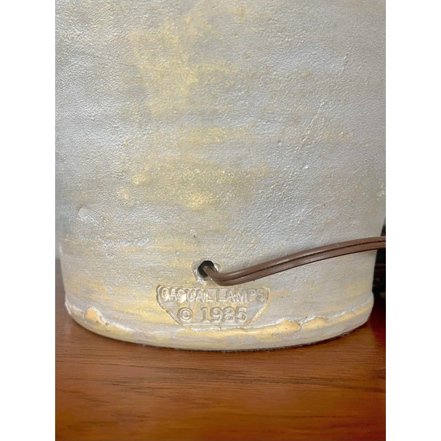 Large Ceramic Table Lamp With Handles | by Casual Lamps of California For Sale - Image 11 of 12