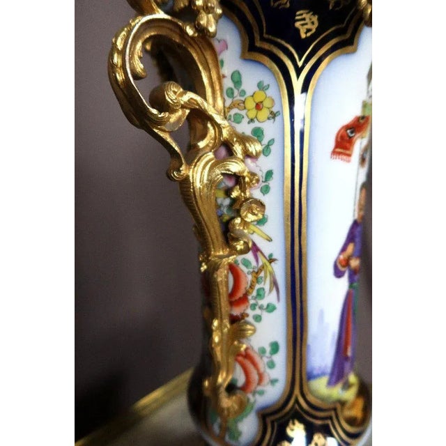 Porcelain & Golden Bronze Lamps, Set of 2 For Sale - Image 6 of 13