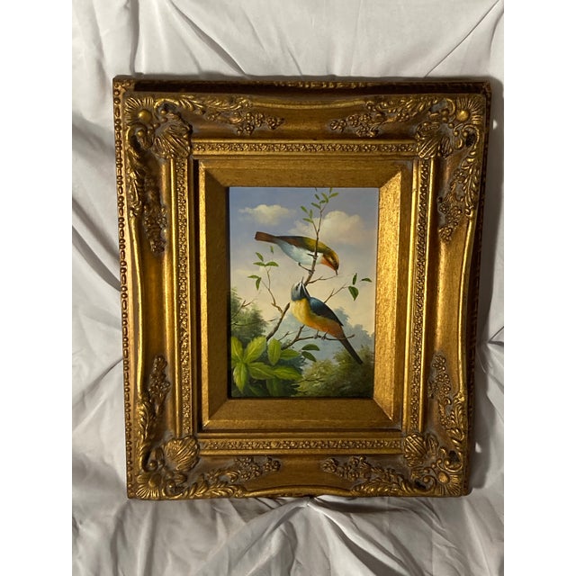 Late 19th Century Stunning Oil Painting on Panel Untitled (Two Birds on a Branch) Unsigned For Sale - Image 9 of 12