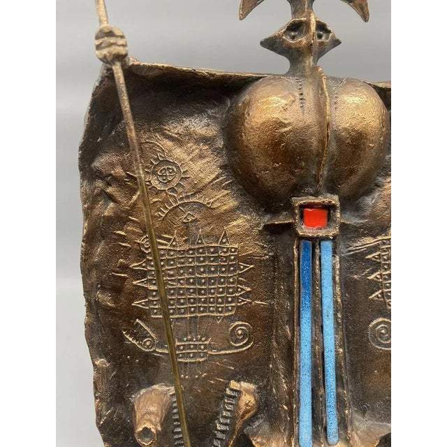 Brutalist Brutalist Wall Bronze Sculpture of the Dragon Slot of Lajos Muharos, Hungary, 1970s For Sale - Image 3 of 11