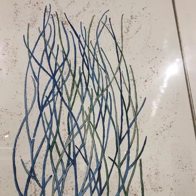 Wood 1990s Abstract Blue Coral Reef Print, Framed For Sale - Image 7 of 10