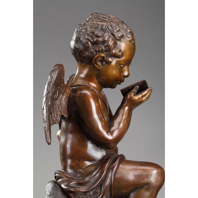 Early 19th Century Marble Cupid Reading Clock by Ledure and Hémon For Sale - Image 13 of 18