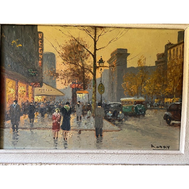 1930s Oil on canvas depicting a view of Paris in the Montparnasse setting by Audry For Sale - Image 4 of 11