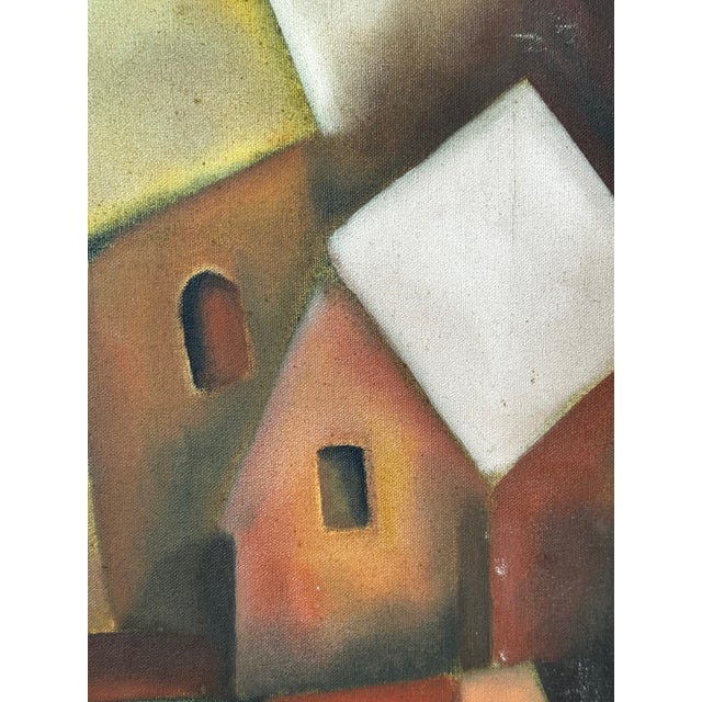 Textile Terry Kane (Terence Matthew Kane, 1970–2015) After Picasso (Cubist-Influenced) Cascading Hillside Village Original Oil on Canvas, 2002 For Sale - Image 7 of 18