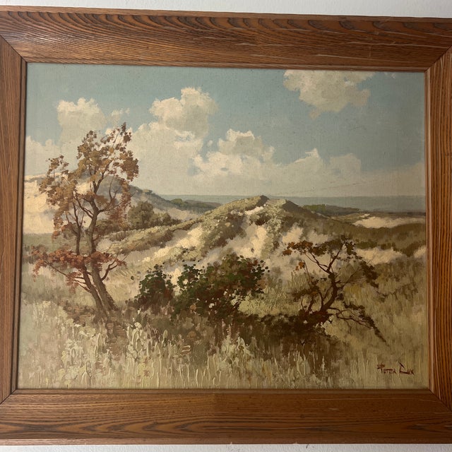 Impressionist Oil on Canvas European School Titled Sarbov Landscape Framed Signed by Slovakian Artist Peter Tux Made in 1964 For Sale - Image 3 of 9