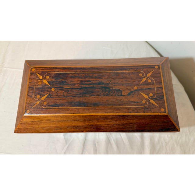 Antique 19th Century English Regency Inlaid Wood Sarcophagus-Form Tea Caddy Box For Sale In New York - Image 6 of 17