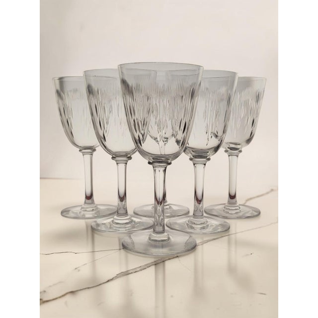 Crystal Water Glasses with Molière Pattern from Baccarat, 1920s, Set of 6 For Sale - Image 3 of 7
