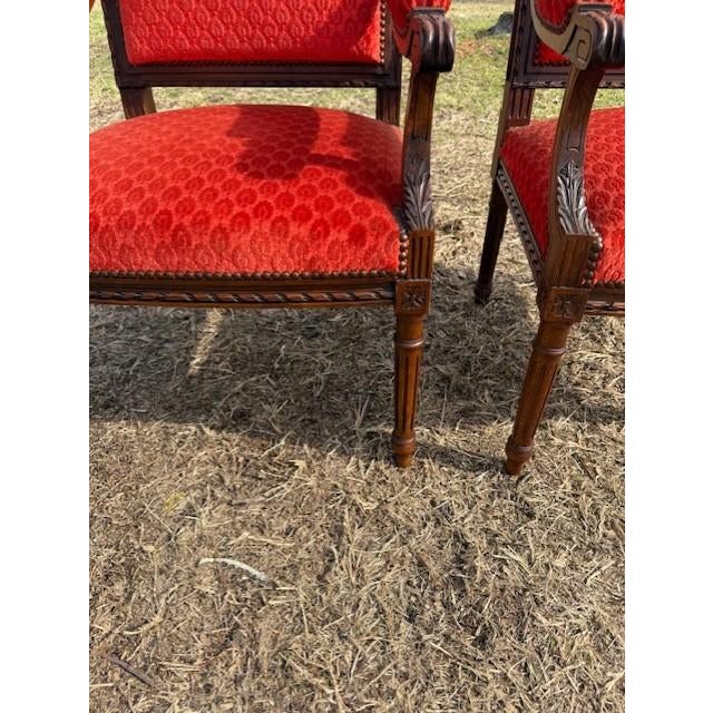 Large 19th Century Velour French Louis XVI Bergere or Armchair- A Pair For Sale - Image 14 of 14