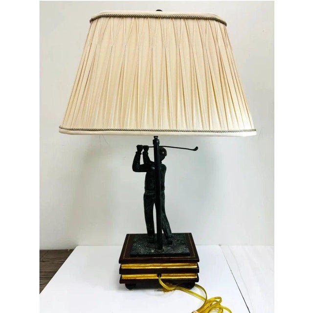 English Maitland Smith Bronze Golfer Table Lamp For Sale - Image 3 of 9