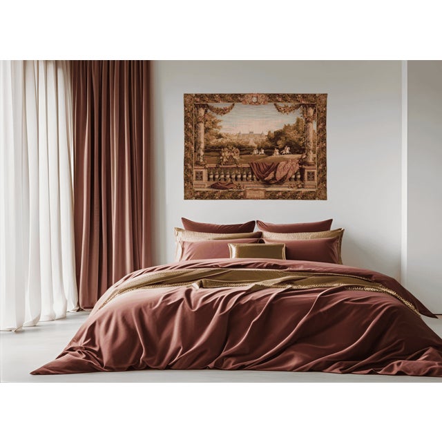 Terrasse au Chateau is a jacquard-woven tapestry showcasing a terrace view of a classic 17th-century castle. Inspired by...