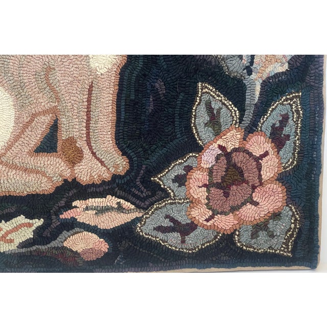"The Faithful Companion" American Folk Art Hound Pictorial Hooked Rug, 1920s For Sale - Image 15 of 18