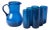 Blue Bubble Glass Pitcher with Tumblers, 1950s, Set of 7 For Sale