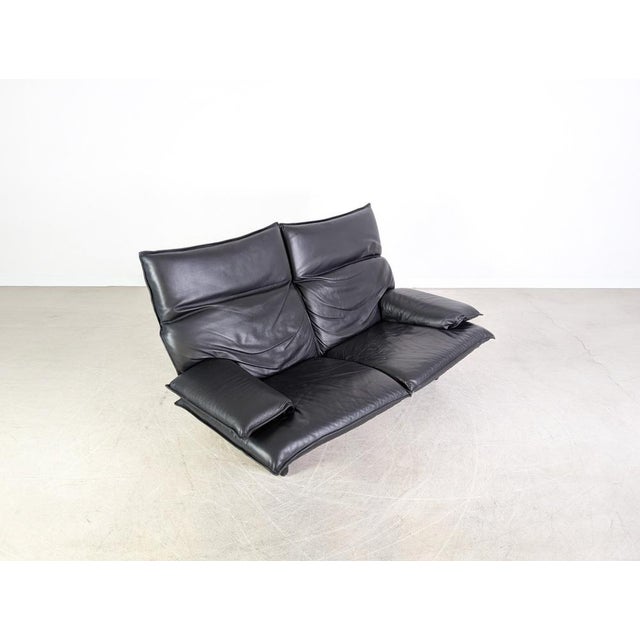 Vintage Italian 3-Seater Sofa in Black Leather, 1980s For Sale - Image 9 of 18