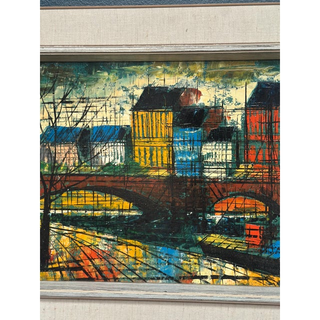 Sigma, City Motif with Bridge, 1960s, Oil on Canvas, Framed For Sale - Image 17 of 18