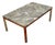 Mid Century Modern Coffee Table Rectangular Marble Rosewood Metal Steel Stone For Sale