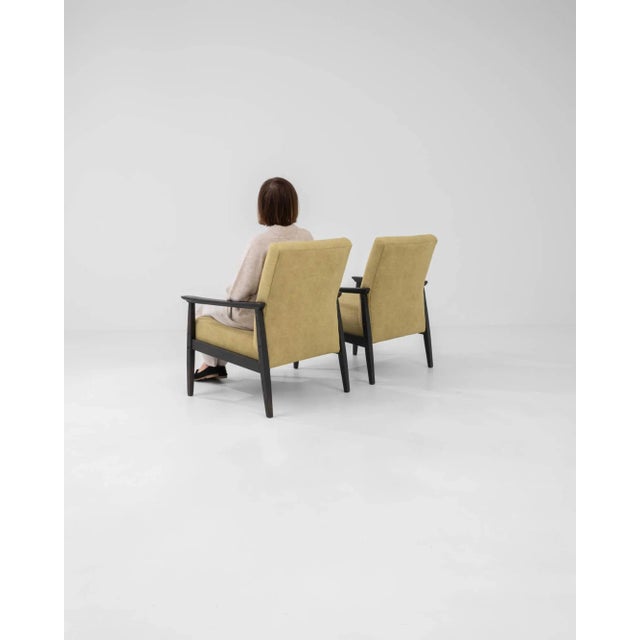 Black 1960s, Czech Upholstered Armchairs - A Pair For Sale - Image 8 of 12