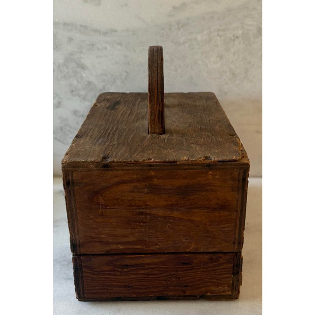 Primitive Wood Tool or Sewing Box With Lid For Sale - Image 4 of 15