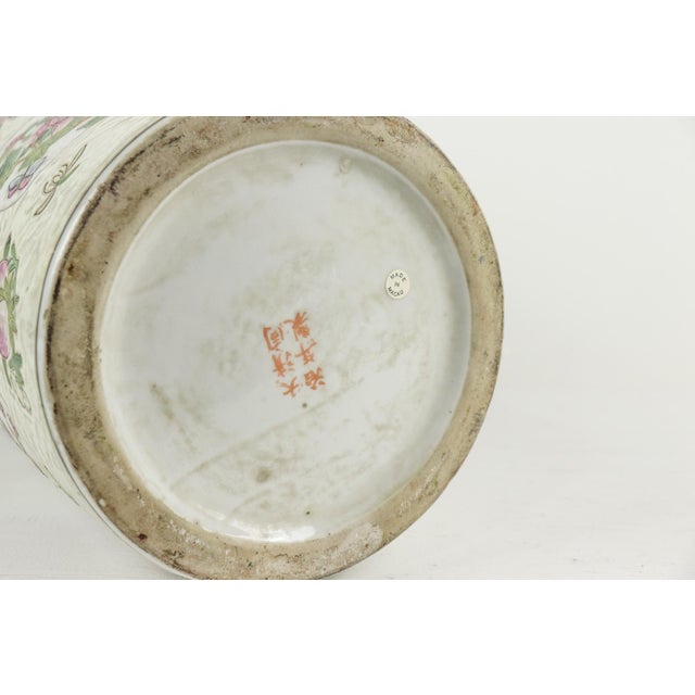 Late 20th Century Late 20th Century Hand Painted Famille Rose Umbrella Stand For Sale - Image 5 of 10