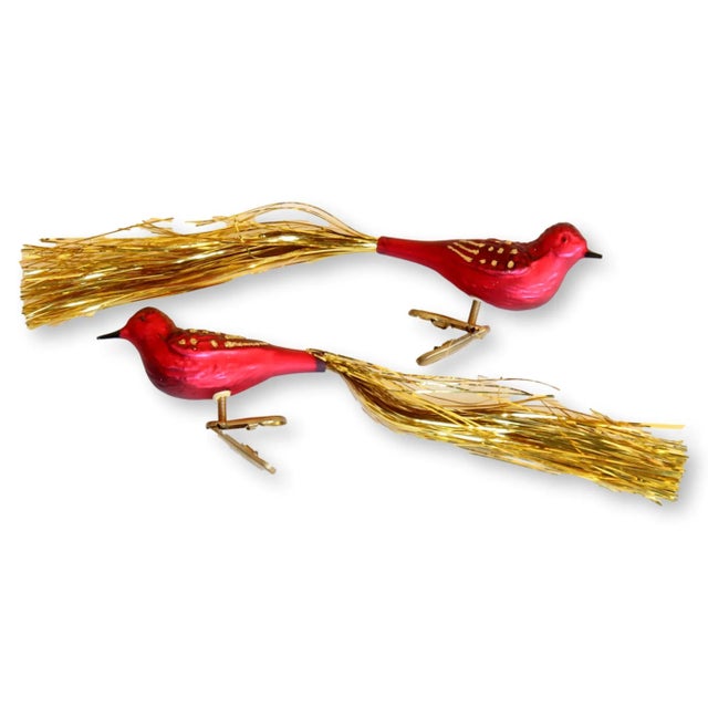 Traditional Red Mercury Glass Bird Ornaments, Set of 2 For Sale - Image 3 of 3