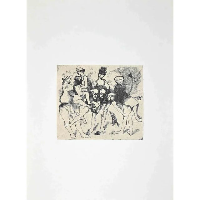 Figures is a Vintage Offset Print on ivory-colored paper, realized by Franco Gentilini ( Italian Painter, 1909-1981), in...
