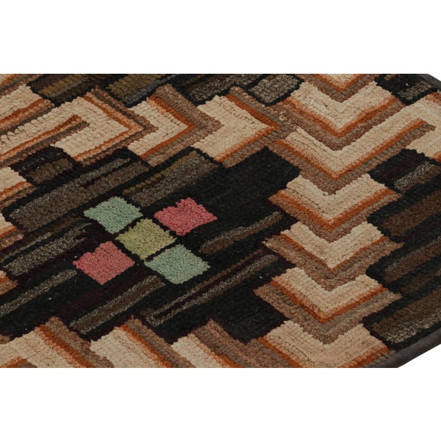 1920s Antique Hooked Rug With Polychromatic Geometric Patterns, From Rug & Kilim For Sale - Image 5 of 7