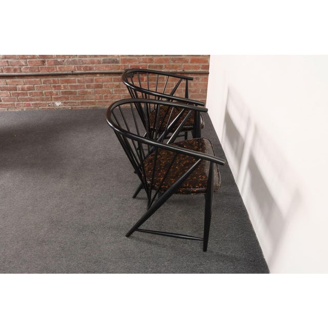 Pair of Swedish Modern Ebonized Beechwood Sunfeather Arm Chairs by Sonna Rosen For Sale In New York - Image 6 of 18