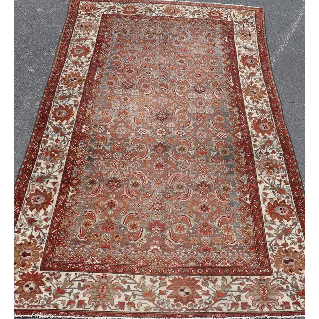 Antique Persian Malayer Rug With Allover With Herati Design in Terracotta For Sale - Image 10 of 13