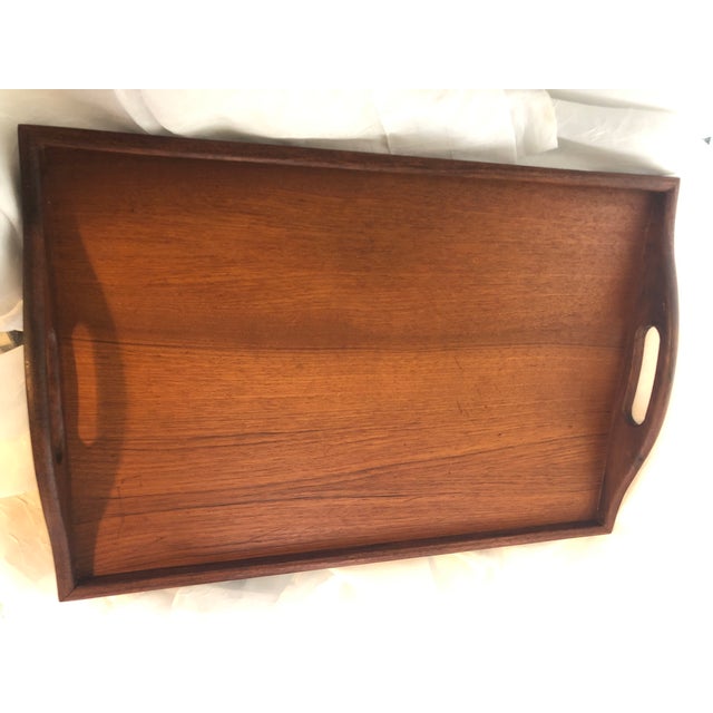 Dansk Vintage Mid Century Modern Solid Teak Serving Tray For Sale - Image 4 of 11