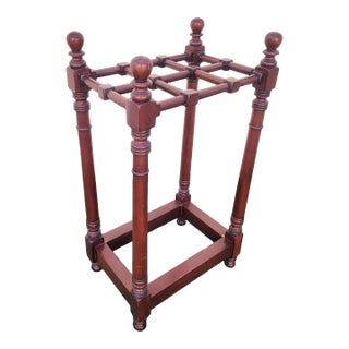 Vintage Edwardian Style Mahogany Freestanding Umbrella Stand For Sale