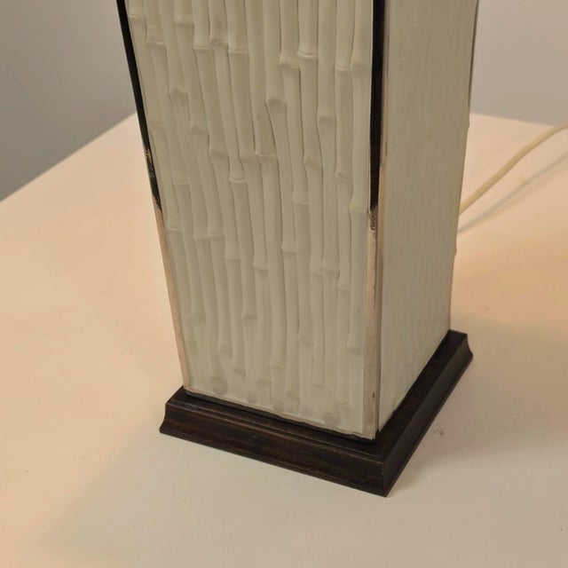 1970s Vintage Italian Porcelain Table Light in Bamboo by Agostinelli Bassano for Bassanos Ebanistery, 1970s For Sale - Image 5 of 7