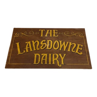 2000s The Lansdowne Dairy English Painted Sign on Wood For Sale