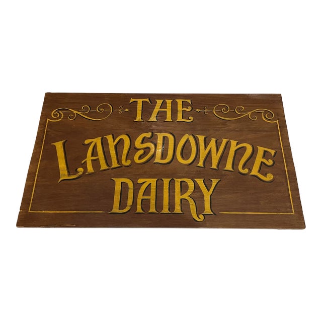 2000s The Lansdowne Dairy English Painted Sign on Wood For Sale