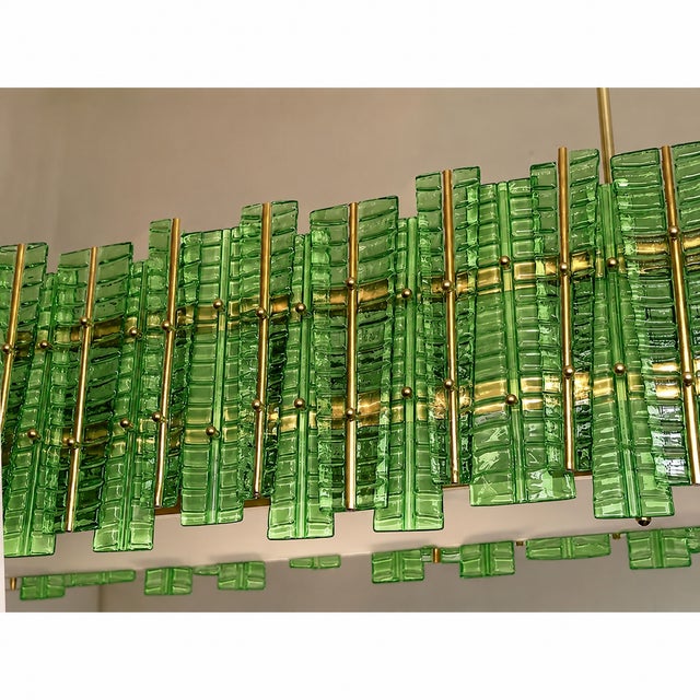 Green Green Contemporary Modern Italian "Tropical" Murano Glass Gold Chandelier by Simoeng For Sale - Image 8 of 8