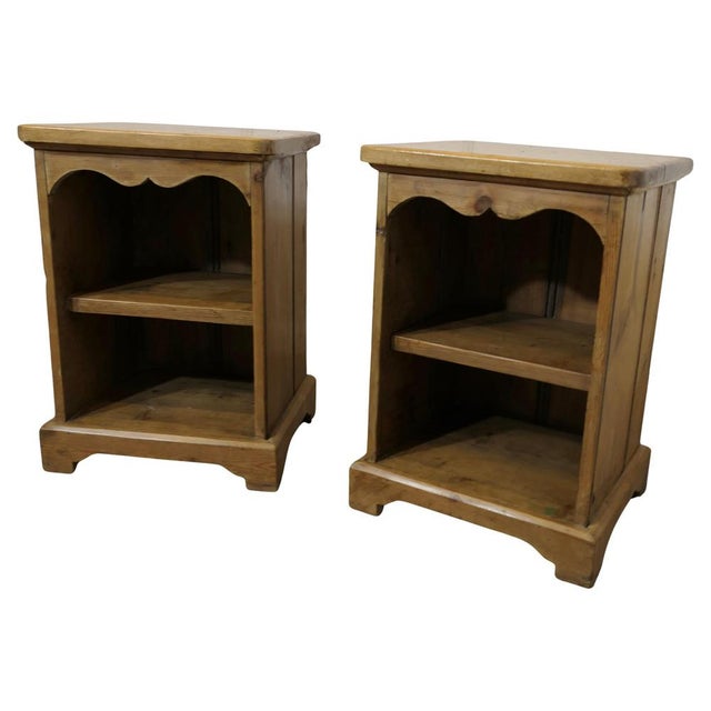 Brown Pine Bedside Tables with Open Shelves, 1960s, Set of 2 For Sale - Image 8 of 8