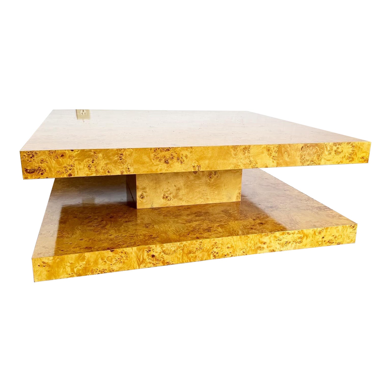 Vintage Two Tier Burl Wood Coffee Table by Jonathan Adler | Chairish