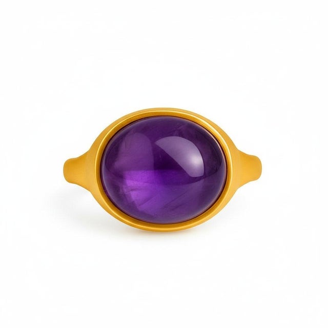 Ring With Amethyst Cabochon, Size 6.75 For Sale - Image 4 of 7