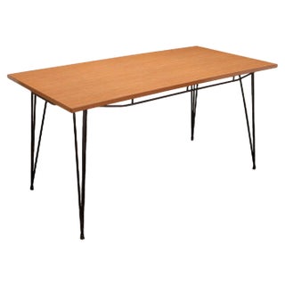 Vintage Table in Laminate Metal & Wood, Italy, 1960s For Sale