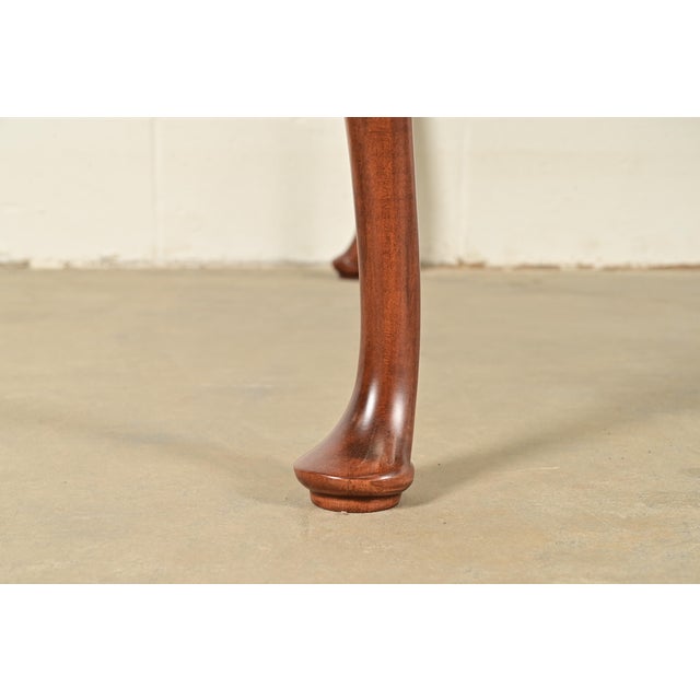 Baker Furniture Queen Anne Carved Cherry and Burl Wood Extension Dining Table, Newly Refinished For Sale - Image 12 of 15