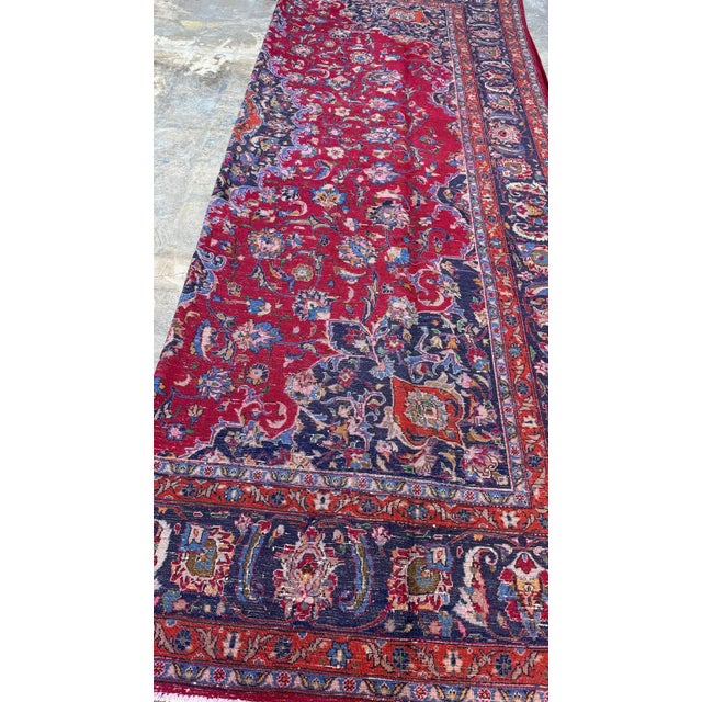 Handmade 1950s Persian Kashan Wool Rug Handmade With Allover Motif For Sale - Image 10 of 12
