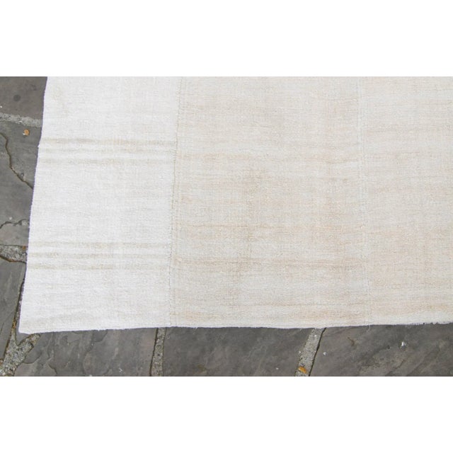 1970s Vintage Hemp Striped Off-White Handwoven Kilim Rug - 9’9” X 12’6” For Sale In Los Angeles - Image 6 of 11