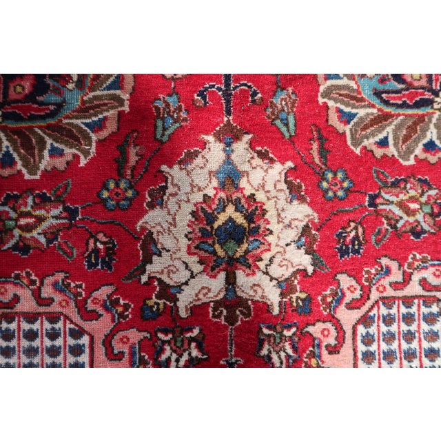 1920s, Antique Tabriz Wool Rug, Allover Shah Abbasi Floral, Crimson Field, 9 X 13 For Sale - Image 4 of 16