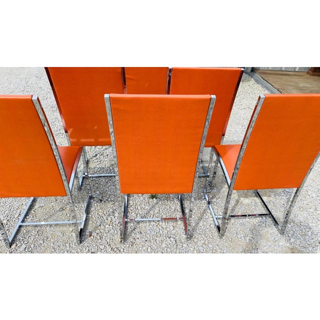 Metal Vintage Mid Century Dining Chairs in the Manner of Milo Baughman/Set of Six. For Sale - Image 7 of 11