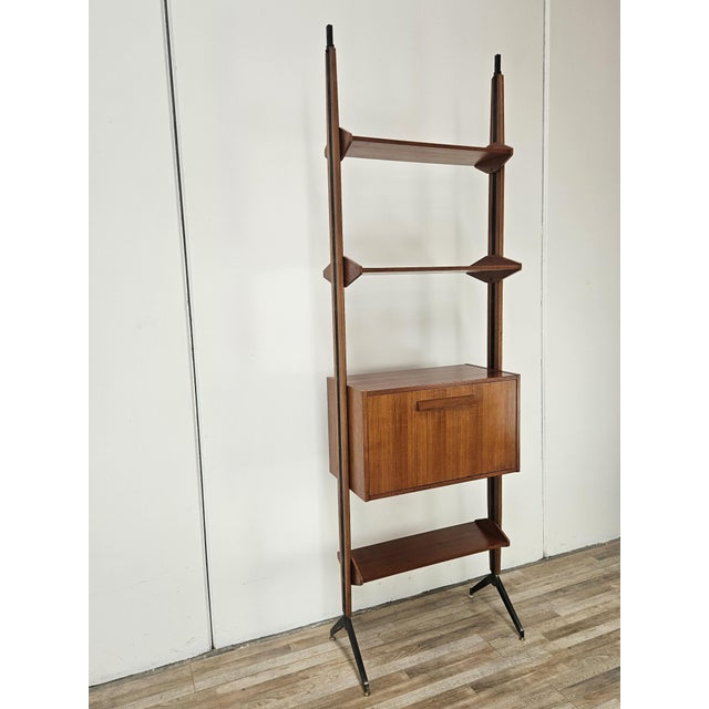 Mid-Century Modern Swedish Teak Bookcase with Adjustable Brass Legs, 1960 For Sale - Image 3 of 18