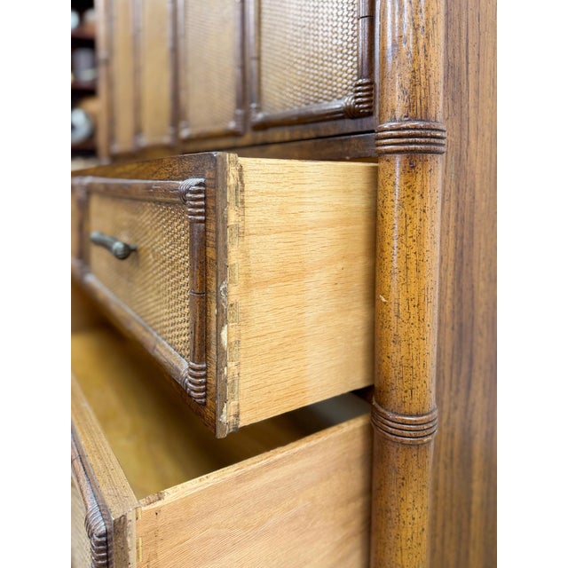 Vintage Thomasville Pauletti Faux Bamboo Woven Armoire, Collectible Storage For Sale - Image 13 of 18