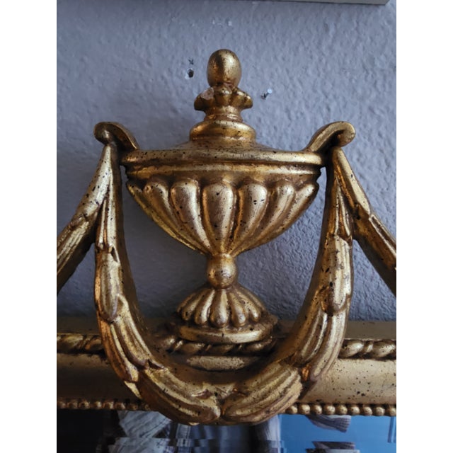 1970s Grand Scale: Vintage Ethan Allen Federal Style Gilt Triptych Mantel Mirror For Sale - Image 5 of 7