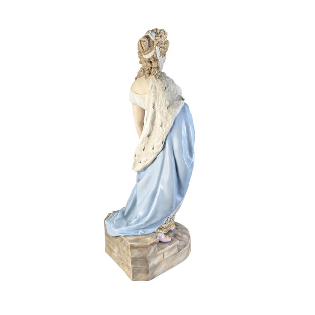 Late 19th Queen Louise of Prussia Hand Painted Large Porcelain Figurine Bisque 13.5" Tall For Sale - Image 4 of 12
