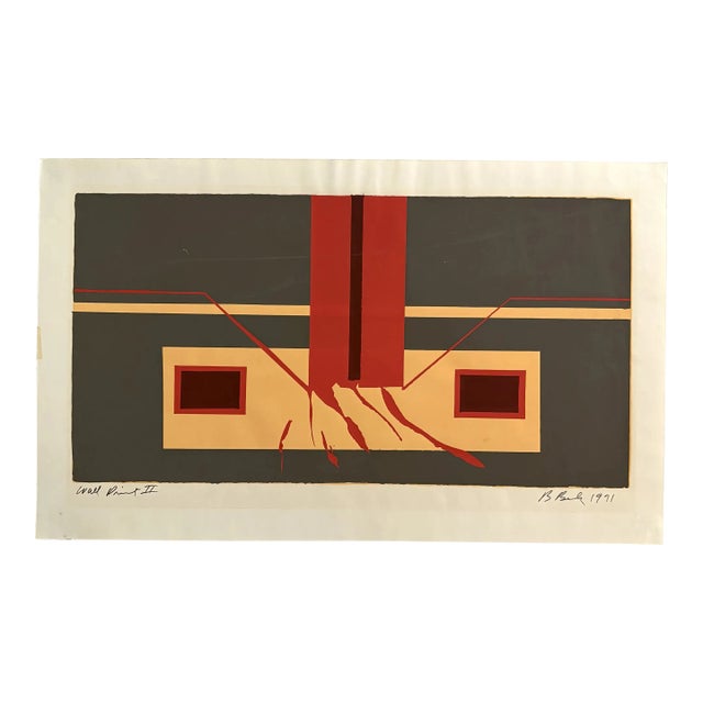 Barbara Beck 1971 Mid Century Modern Screen Print on Paper, "Wall Print I I" - Signed/Dated/Unframed For Sale